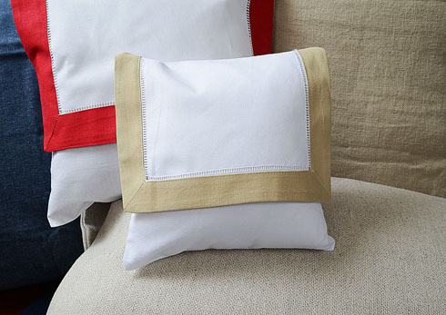 Mini Hemstitch Baby Envelope Pillows 8x8" Taupe color border